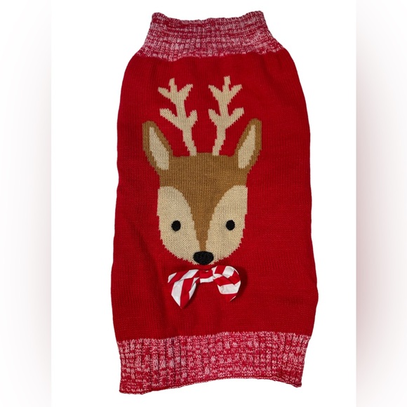 REINDEER BOWTIE Marbled Knit Sweater Dog Size Large - Picture 7 of 7